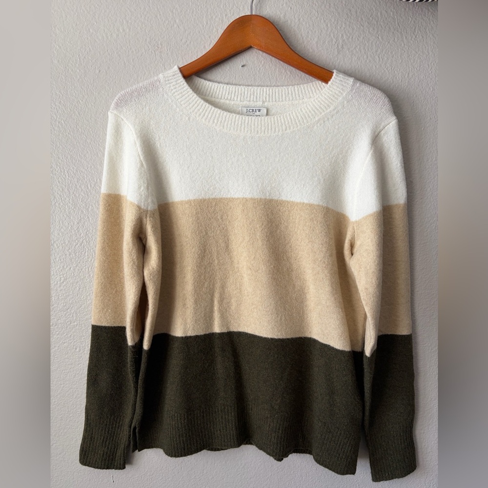 J. Crew Extra Soft Wool Blend Colorblock Crewneck Sweater Women’s Medium